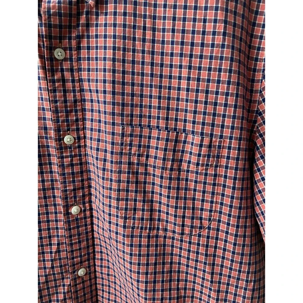 Sewn for J. Crew Shirt Mens XL Red Blue Check Short Sleeved Pocket Preppy Casual